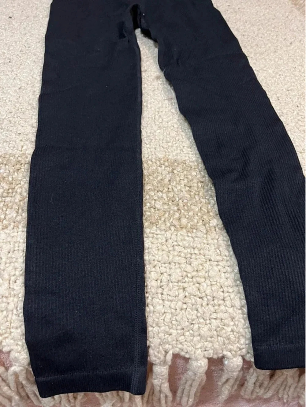 L woman black stretchy bodysuit pants top one piece